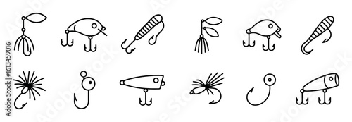 Minimalist Fishing Tackle Icons
