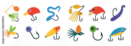Colorful Fishing Lure Icons