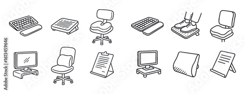 Ergonomic Work Essentials Icons