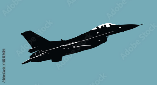 Silhouette of a Fighter Jet in Flight