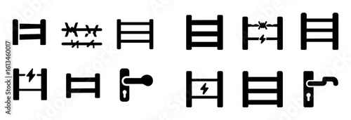 Ranch Fencing Icons Set