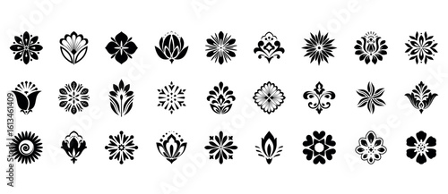 Flower icons set. Isolated elements for design. Vector graphics.