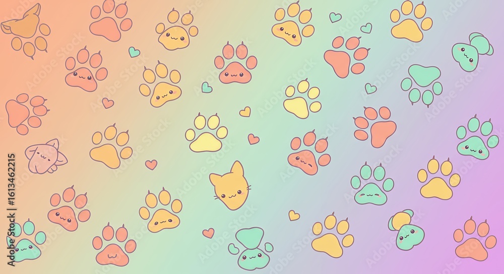 custom made wallpaper toronto digitalCute paw prints on pastel background