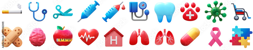 Obraz premium Set of 3D Healthcare icons