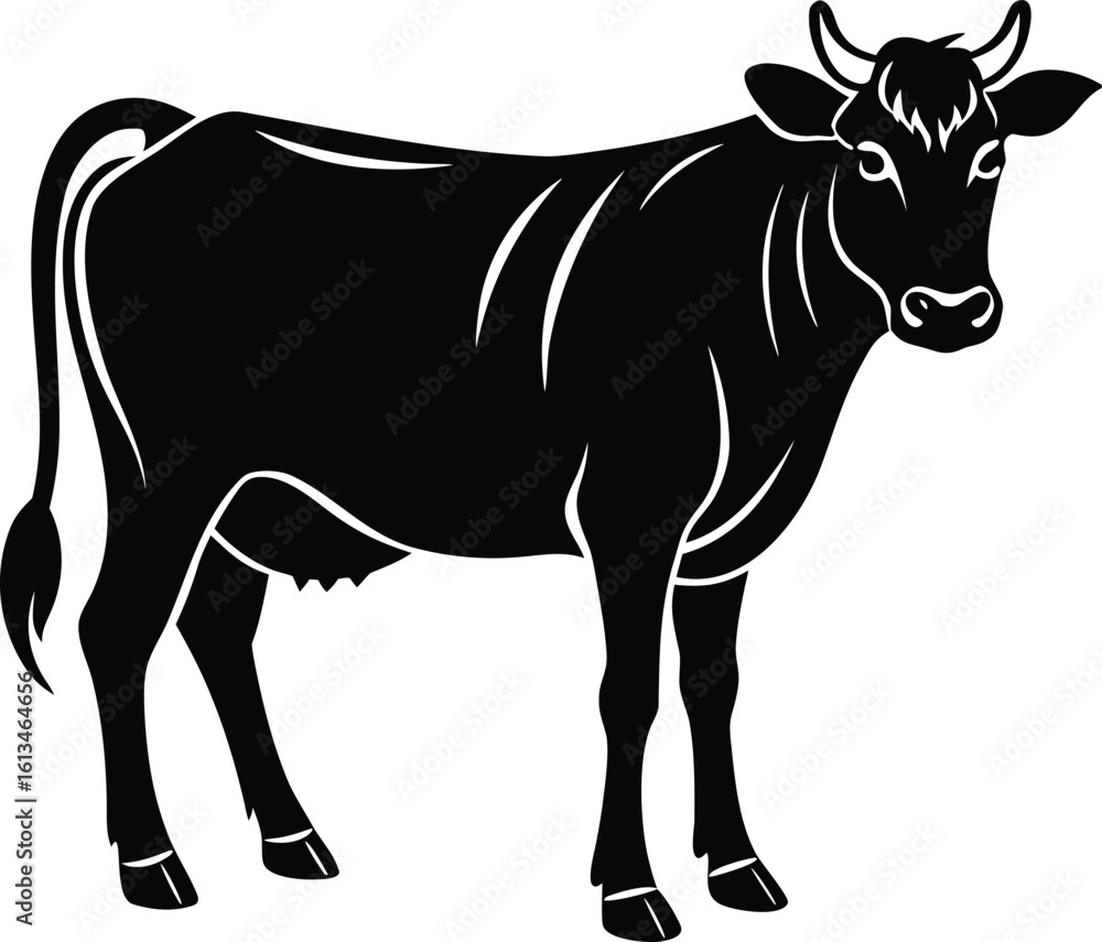 Fototapeta premium Cow Silhouette Icon Vector Image.