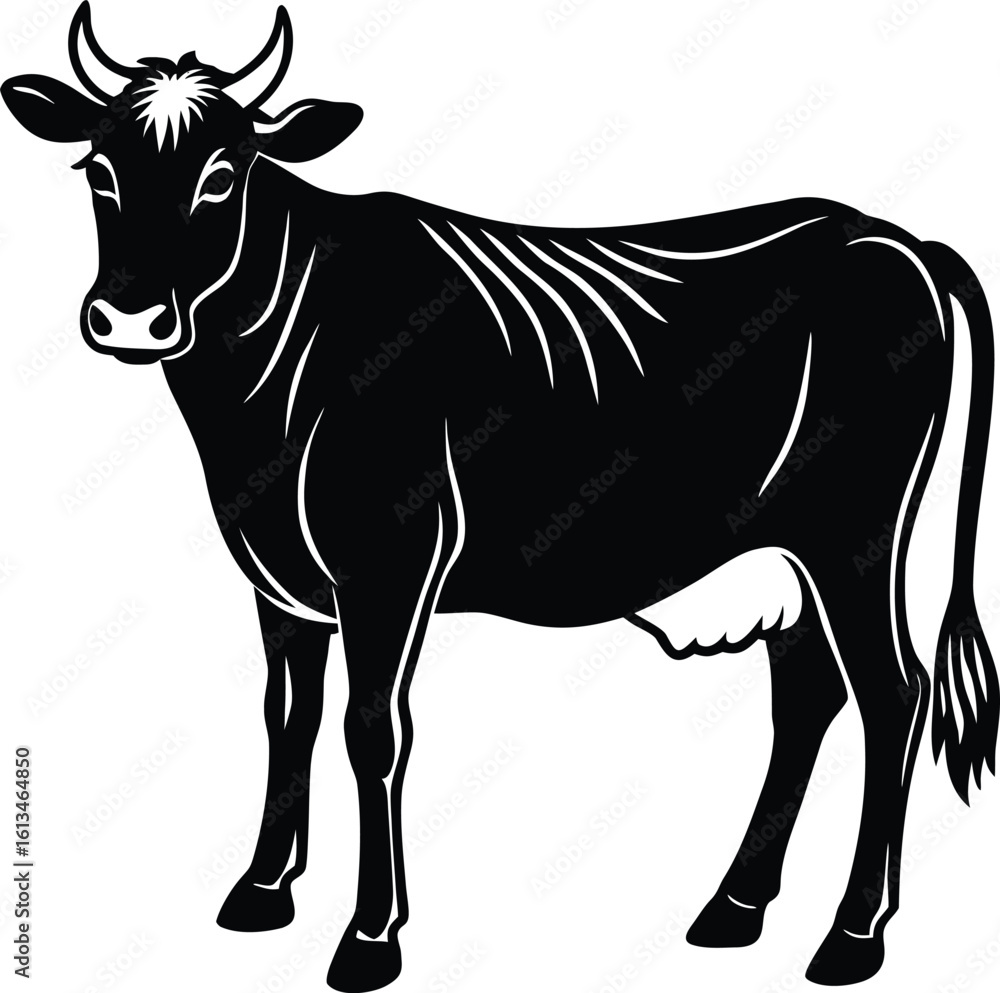 Obraz premium Cow Silhouette Vector Small Tail.