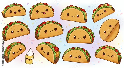 Kawaii taco illustrations collection