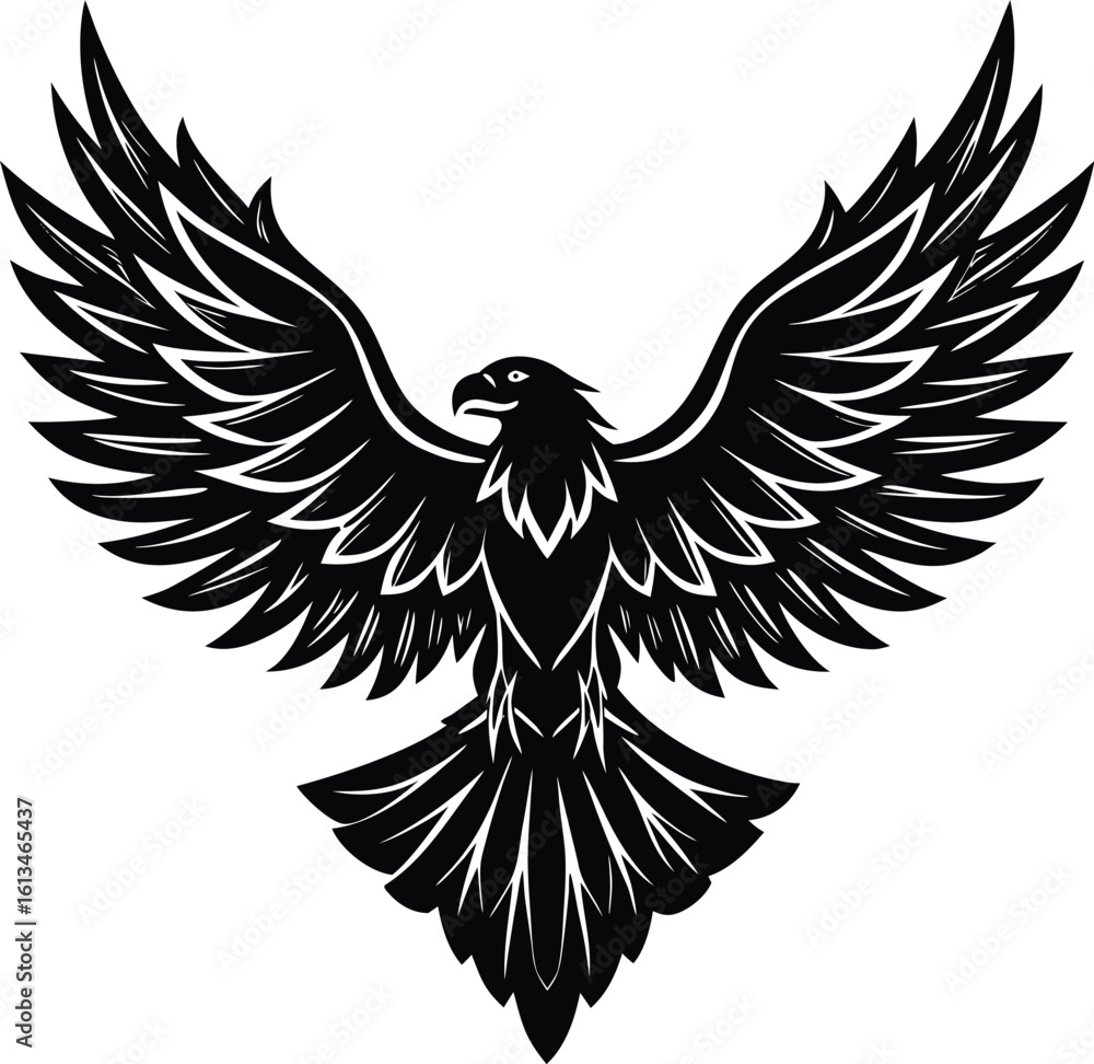 Obraz premium eagle bird silhouette flying upward.