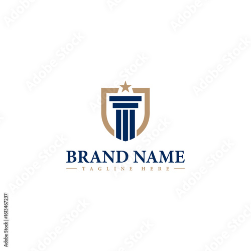 Law Firm logo, column and shield justice logo