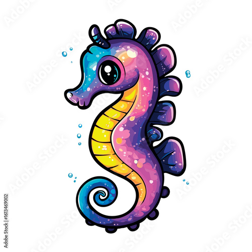 cute little seahorse childish isolated vector illustration