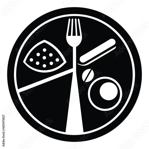 balanced diet plate vector icon
