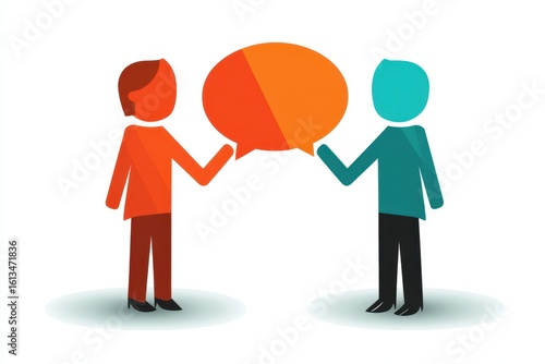 Two Stylized Characters Engaging in a Conversation with Chat Bubbles