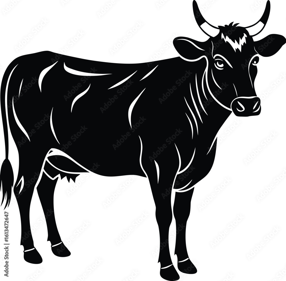 Fototapeta premium Strong Cow Profile Icon Design.