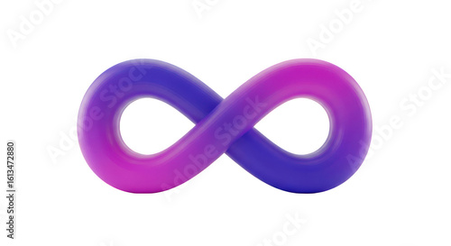 Abstract gradient infinity symbol in purple and blue hues representing eternity and endless possibilities isolated on transparent background