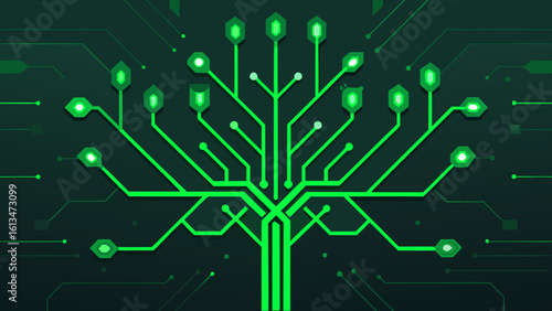green glowing circuit branches