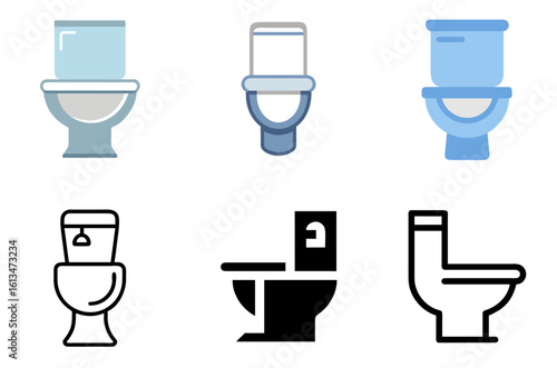 Modern toilet icon set for bathroom design, hygiene, and sanitary facilities concepts

