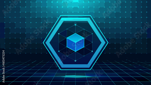radiant blue hexagonal grid
