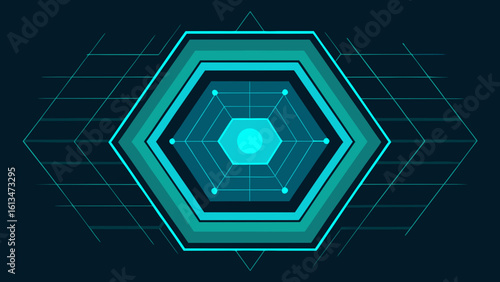 sci fi interface rotating hex frame light