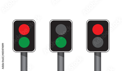 set of traffic light symbols isolated vector illustration