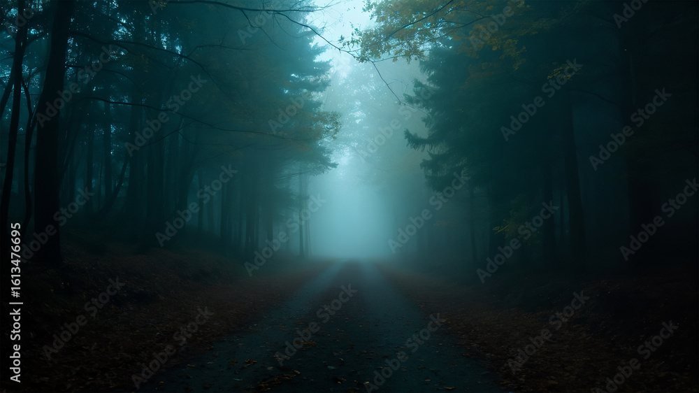 Naklejka premium foggy forest in the morning