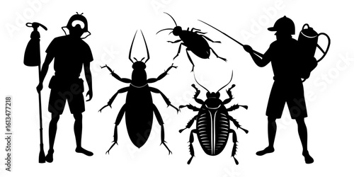 silhouettes of people and pest