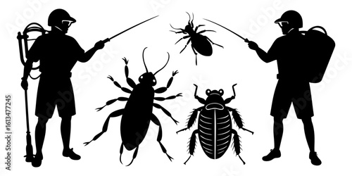 silhouettes of people and pest