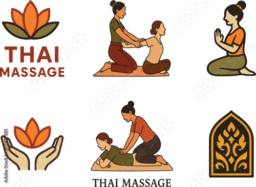Set of Thai Massage Logo