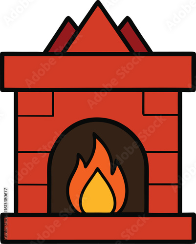 fireplace vector illustration on transparent background