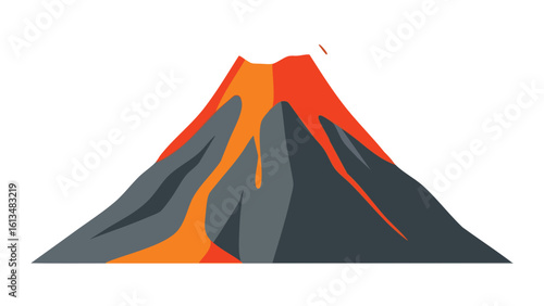Cartoon Volcano Erupting with Flowing Lava. This illustration features volcano, eruption, lava.