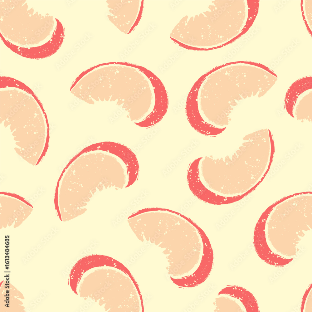 Fototapeta premium Soft Peaches Wedges Vector Seamless Pattern