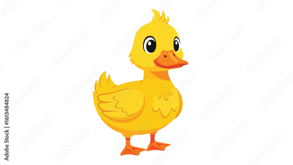 Fototapeta premium Cute Cartoon Yellow Duck Illustration. This illustration features Duck, cartoon, yellow.