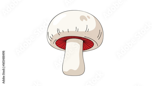 Isolated Cartoon Illustration of a Mushroom. This illustration features mushroom, fungi, food.