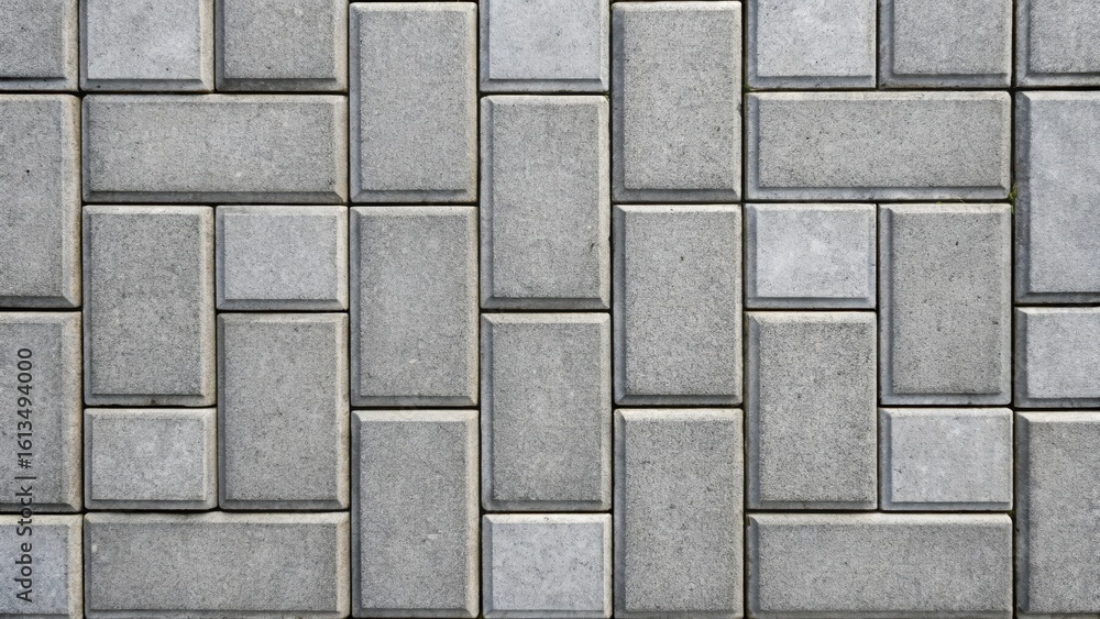 Fototapeta premium Textured Gray Paving Stone Pattern A Detailed Close-Up View of Interlocking Rectangular Blocks