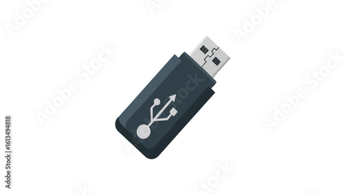 USB Flash Drive Isolated on Black. This illustration features USB, flash drive, memory.