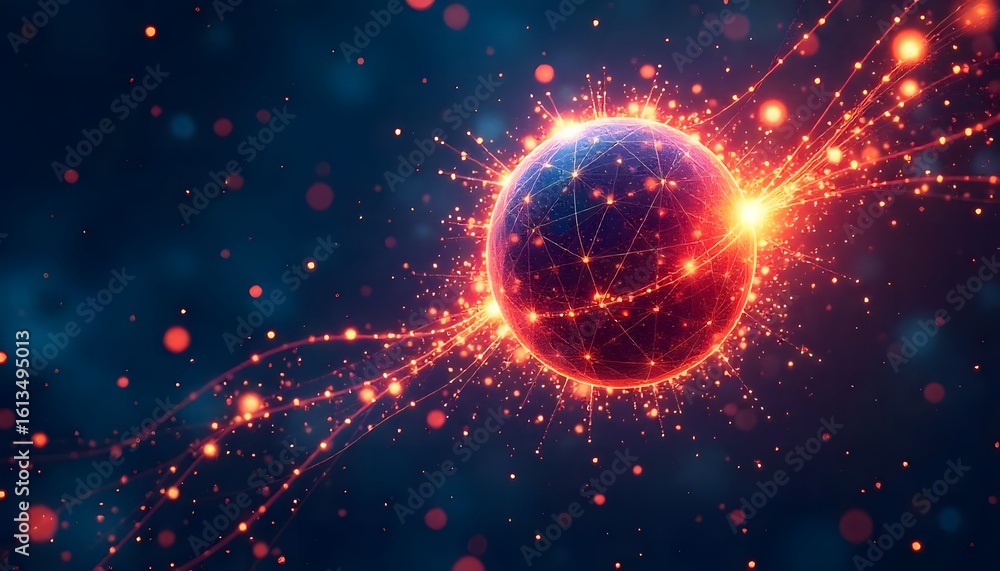 Abstract vector illustration of quantum computer technology with sphere explosion Abstract vector illustration of quantum computer technology with sphere explosion