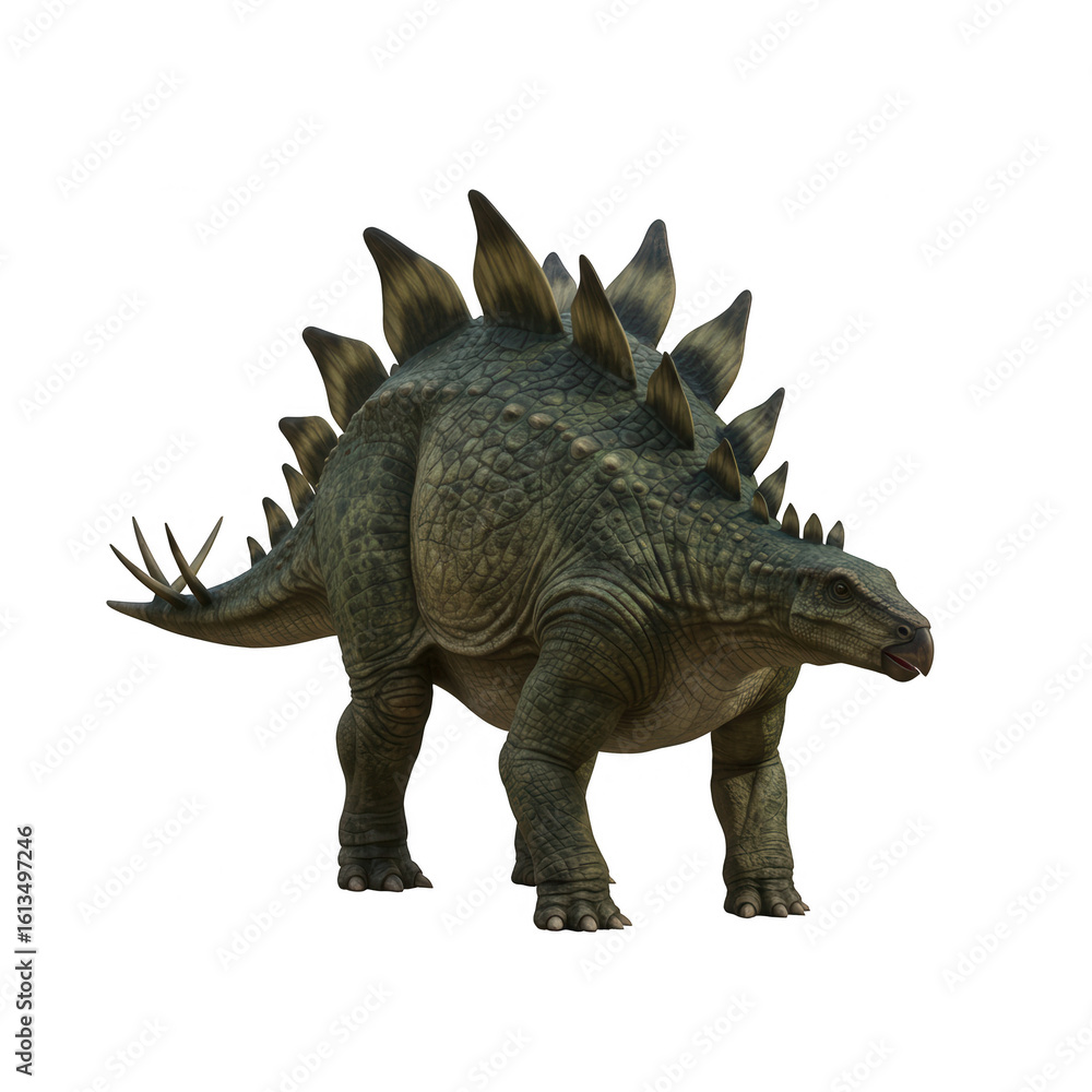 Realistic Stegosaurus Dinosaur Standing On Transparent Background Display Realistic Stegosaurus Dinosaur Standing On Transparent Background Display