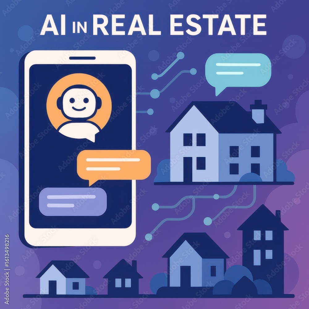 Naklejka premium AI Chatbot Interface for Real Estate Assistance