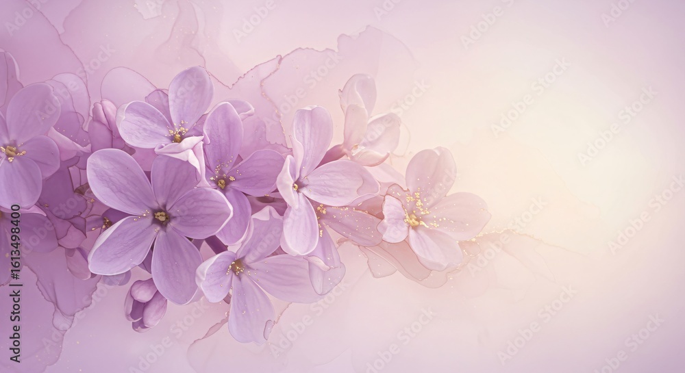 Fototapeta premium Purple lilac flower blossom with delicate petals. Springtime bloom for nature beauty and fresh floral design.