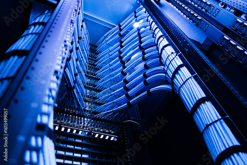 High-Tech Data Center with Cables