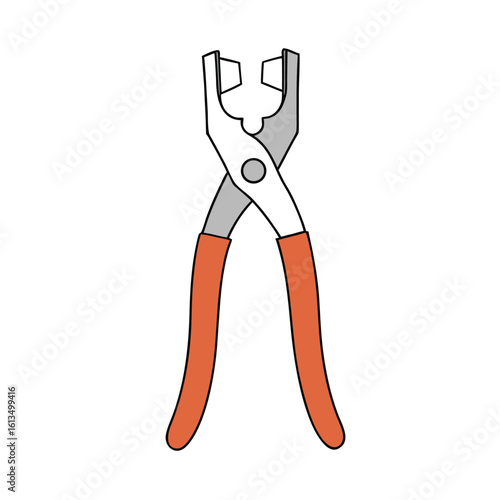 Orange handled pliers tool metal grey