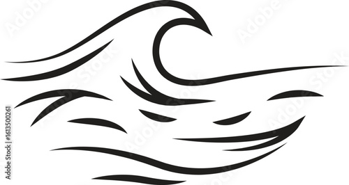 Ocean wave line art drawing sea nature landscape illustration
