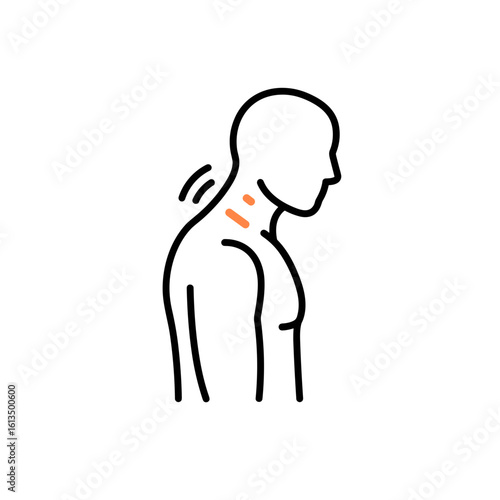 Neck stretch vector icon demonstrating mobility exercises, minimalist design