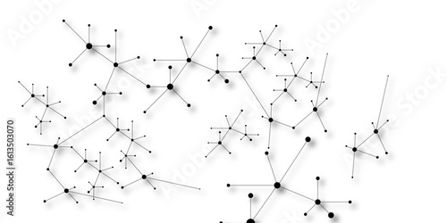 Minimal monochrome molecular structure or digital data mesh pattern science, technology, blockchain, or communication background concept. Abstract background of molecular structures. 