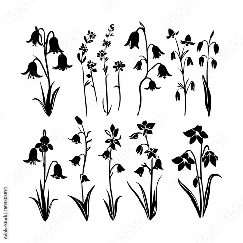 Bluebell Flower Bundle Silhouette