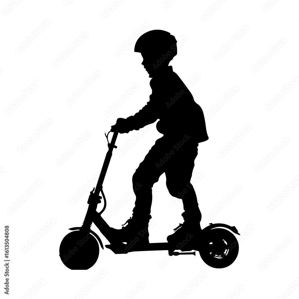 Boy Scooter Ride Silhouette Boy Scooter Ride Silhouette