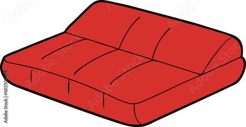 futon folded in sitting position cartoon design vector illustration on transparent background