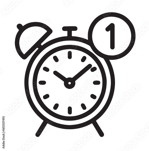 Alarm clock, silhouette vector icon, symbol on white background