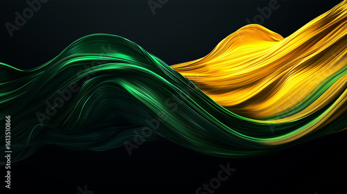 Smooth gradient background with transition from black to green and yellow, minimalistic. Jamaica Independence Day.