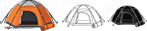 Explore outdoor camping tents vector illustration for adventure travel and camping gear guide