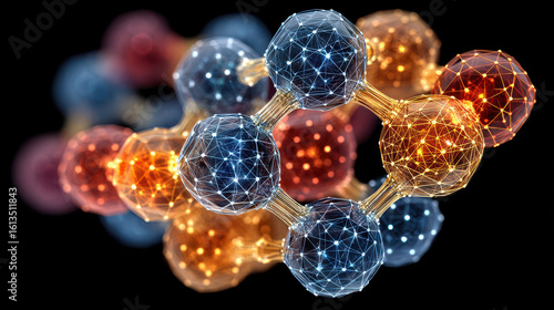 Visualization of quasicrystalline atomic arrangement showcasing colorful polygons and symmetry in material engineering